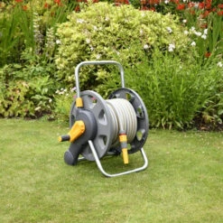 Hozelock Assembled 2 In 1 Hose Reel With 25m Hose - 2431 -Hozelock garden hose reels hozelock assembled 2 in 1 hose reel with 25m hose 2431 34017763721382