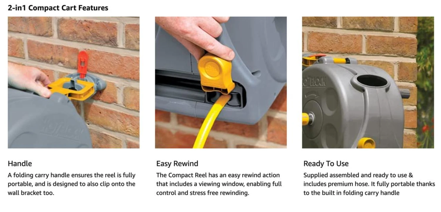 Hozelock Compact 2in1 Reel With 25m Hose 2415 7 Hozelock Compact 2in1 Reel With 25m Hose 2415 - Image 7