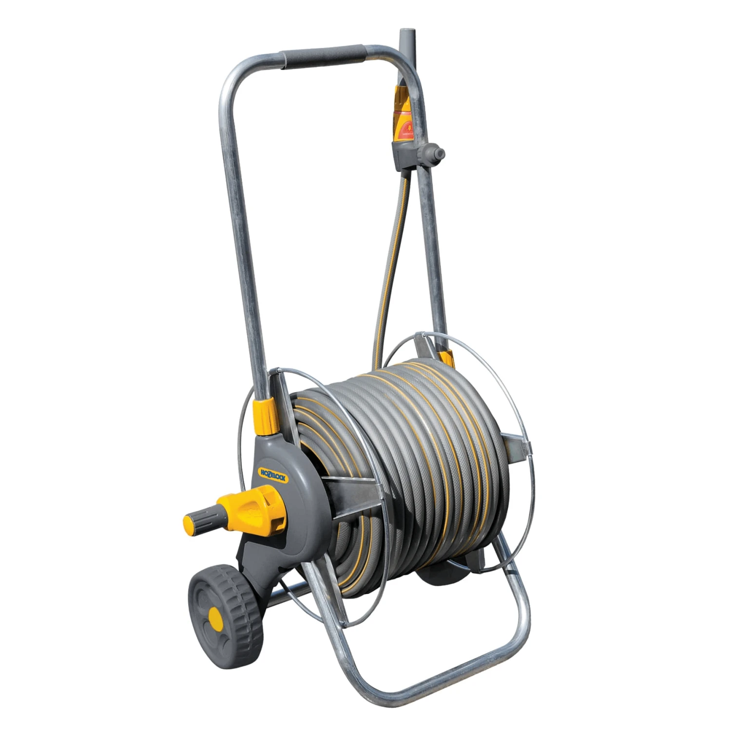 Hozelock 60m Capacity Metal Hose Cart, With 30m Hose 1 Hozelock 60m Capacity Metal Hose Cart, With 30m Hose